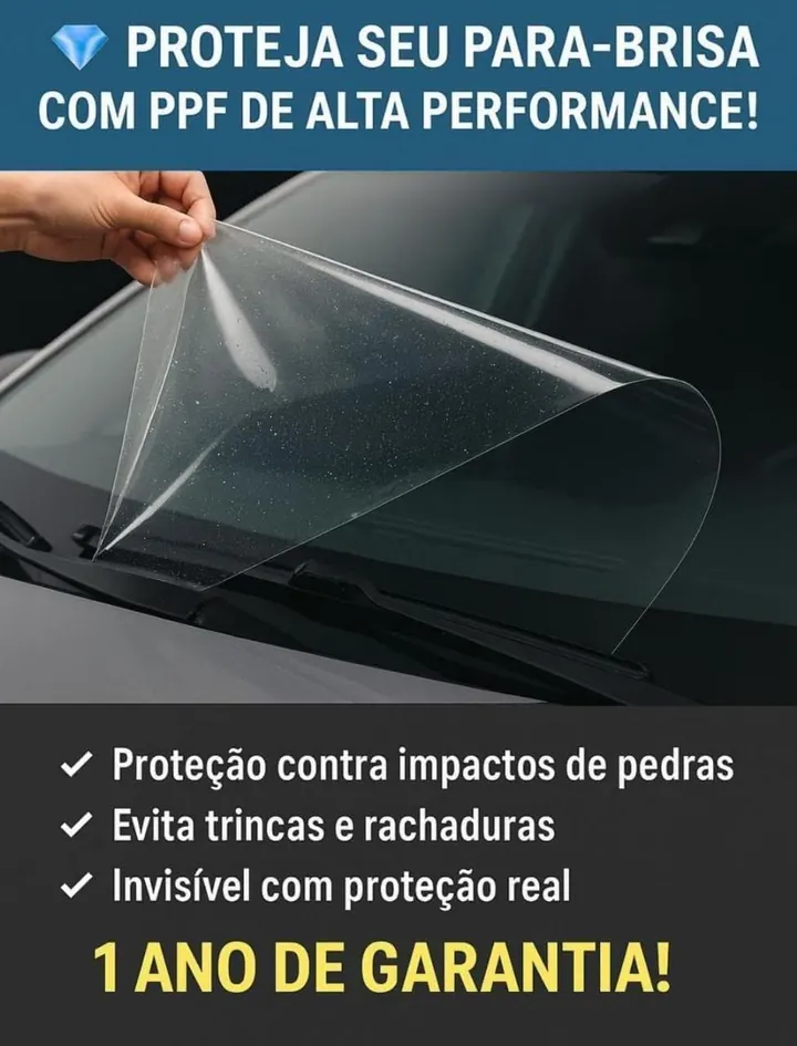 Arte informativa do cliente sobre PPF de proteção para para-brisa